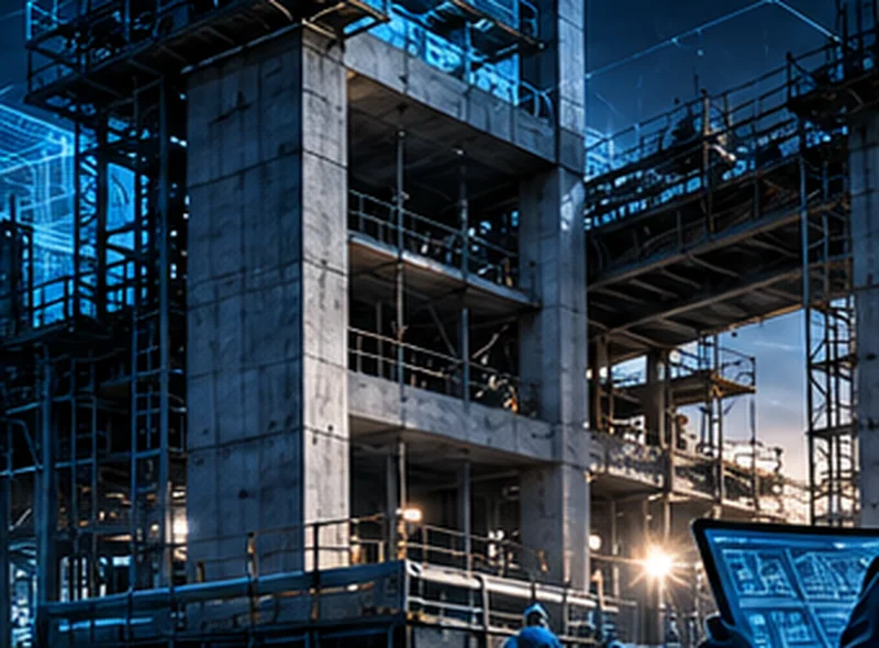 Representación conceptual de una estructura en construcción